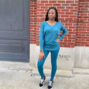 Teal Sweater and Leggings Two Piece Set